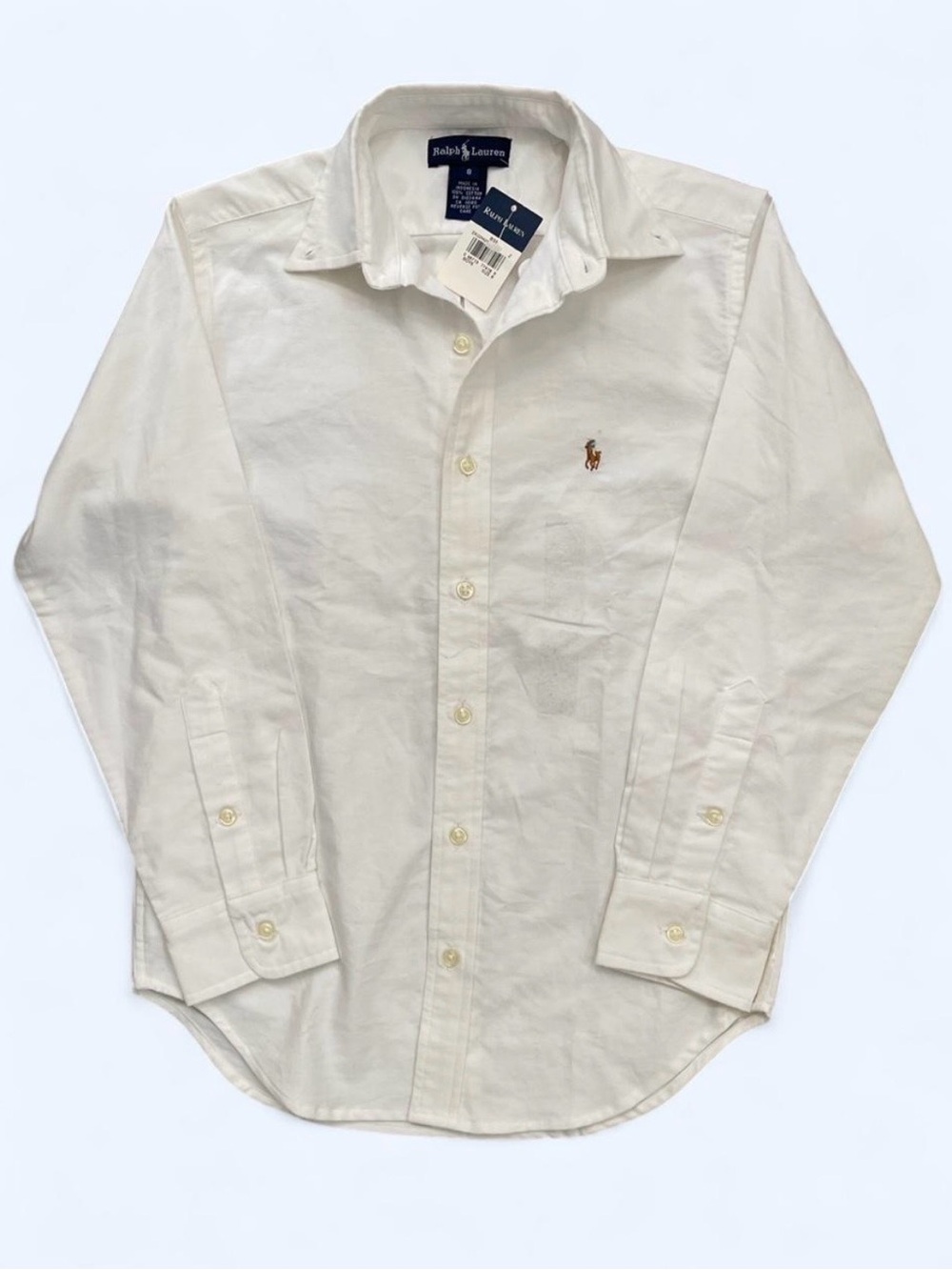 NWT Ralph Lauren kids White Oxford Button-Down Shirt preppy school church 8
